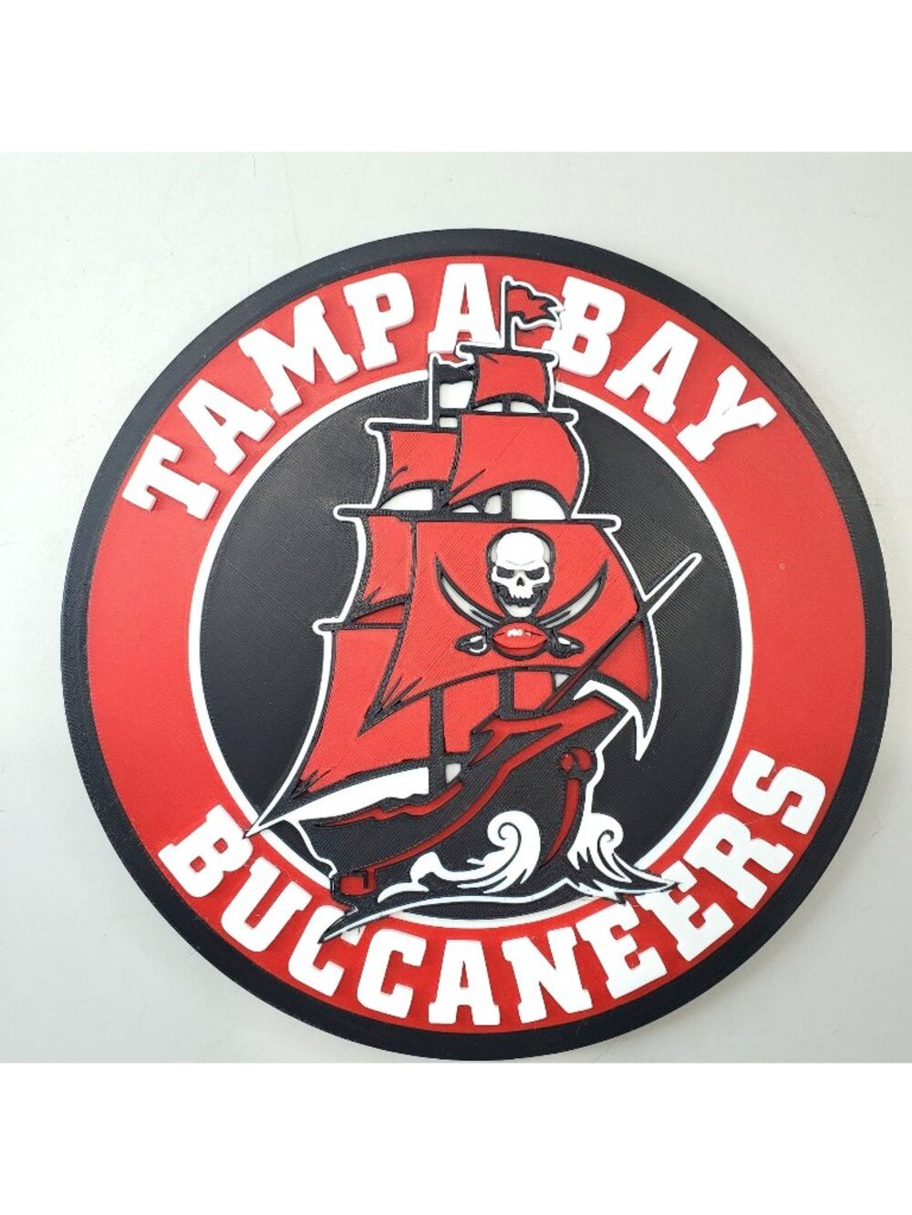 Tampa Bay Buccaneers 3D Logo Wall Art With Stand Red & Black 10-Inch Diameter